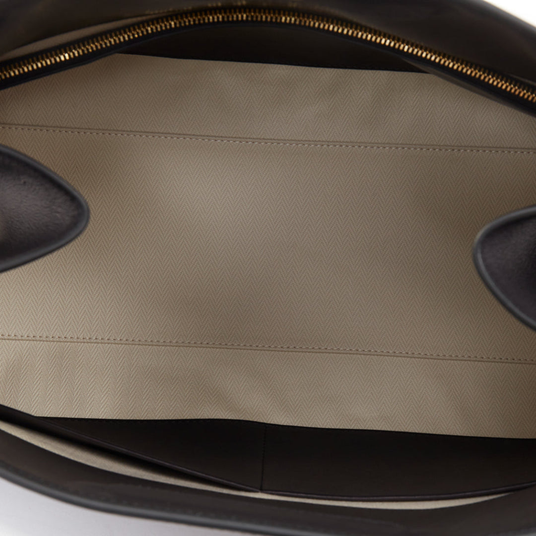 THE ROW 2024 Margaux East West Clutch black saddle leather handbag