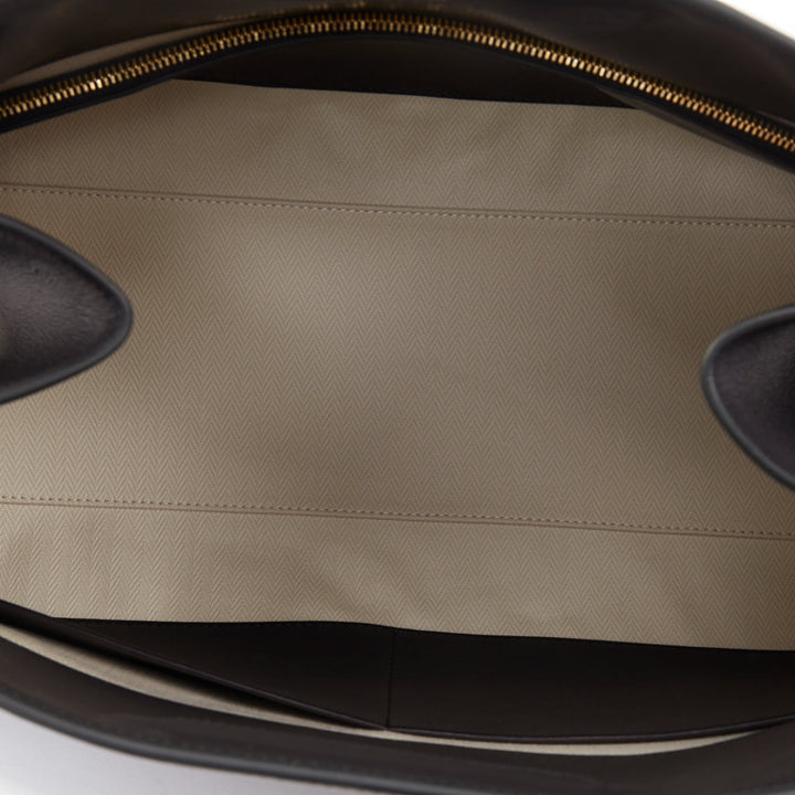 THE ROW 2024 Margaux East West Clutch black saddle leather handbag