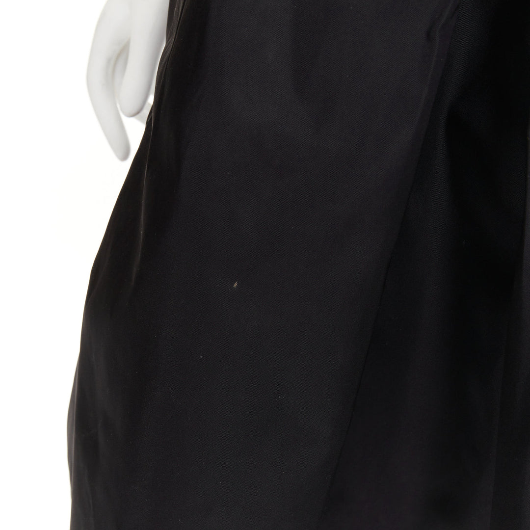PRADA vintage black nylon high waist inverted box pleat a line midi skirt