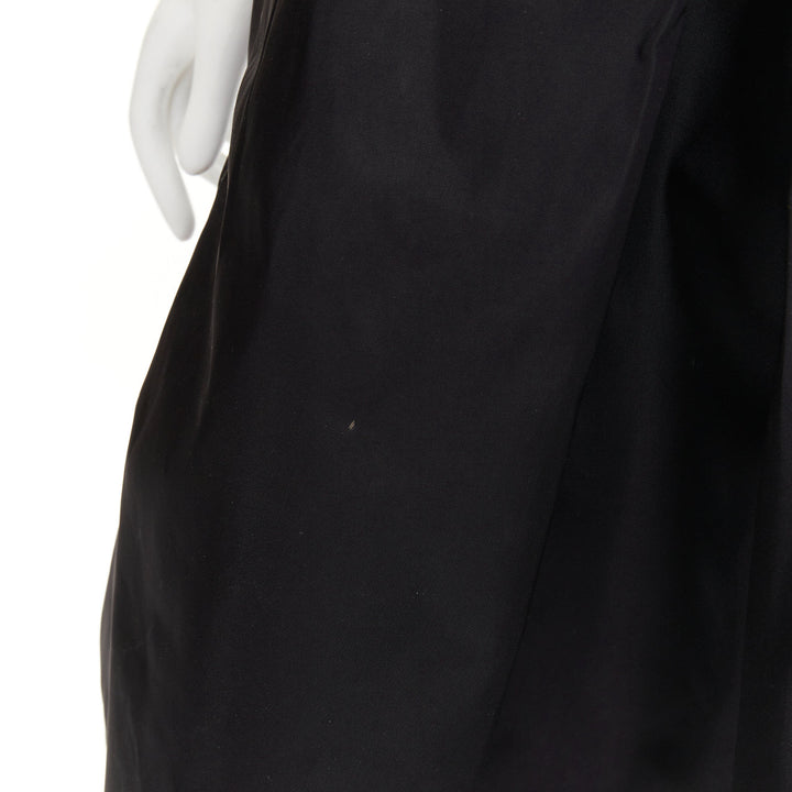 PRADA vintage black nylon high waist inverted box pleat a line midi skirt