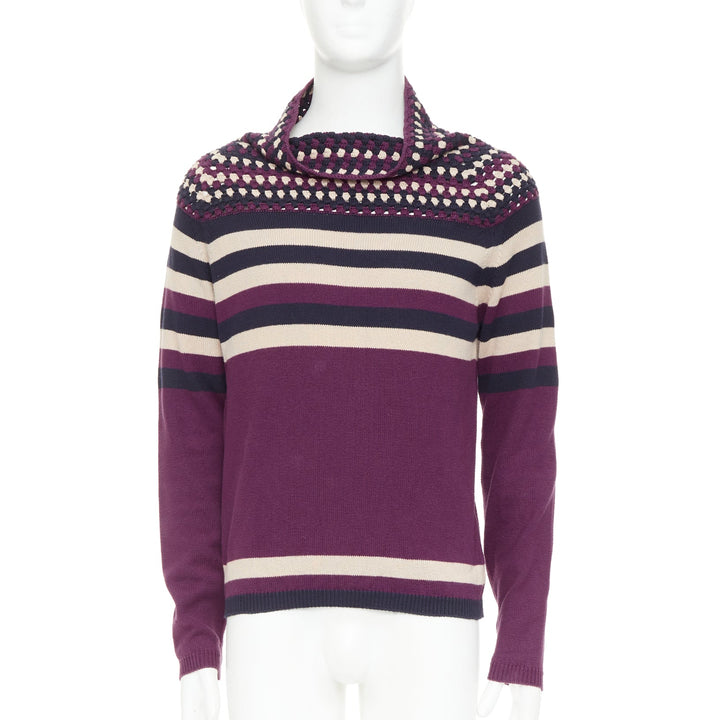 BURBERRY PRORSUM Christopher Bailey Runway purple bateau cowl collar sweater S