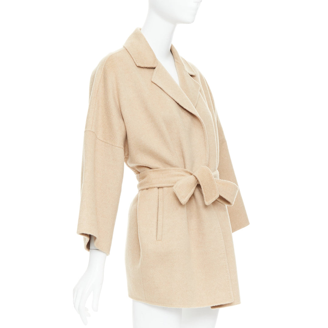 MAX MARA 100% double faced cashmere belted camel tan coat IT38 XS