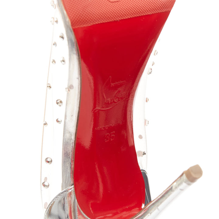 CHRISTIAN LOUBOUTIN Degrastrass 100 clear pvc crystal embellished pump EU35