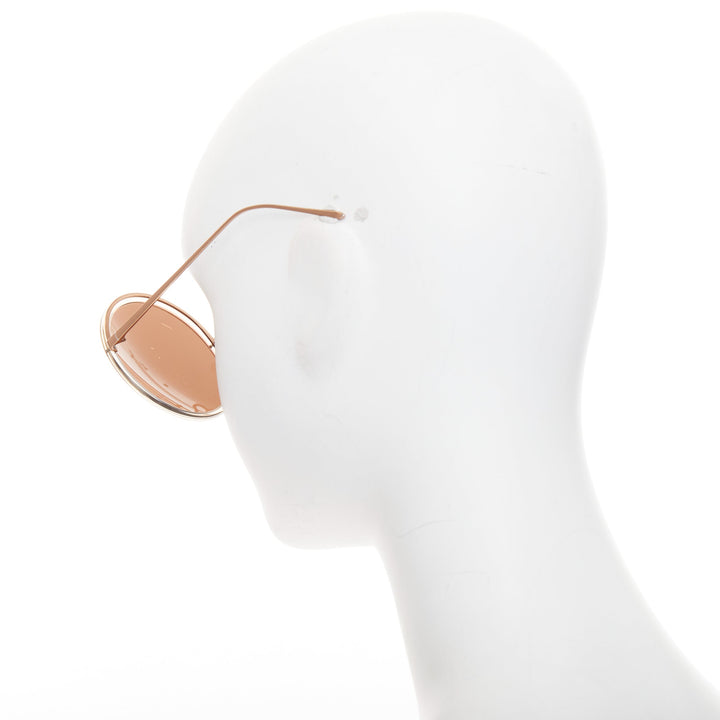 LINDA FARROW LFL4579 rose gold brown ombre clear oversized round sunglasses