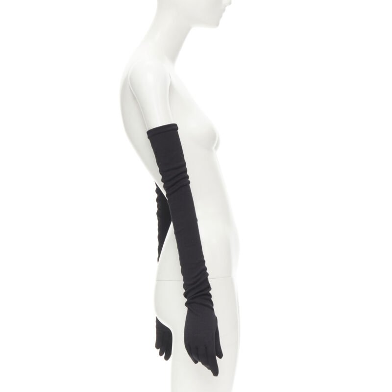 Female mannequin wearing Comme Des Garcons by Rei Kawakubo 1980s Black Cotton Women Glove in Size  | Available at JHROP