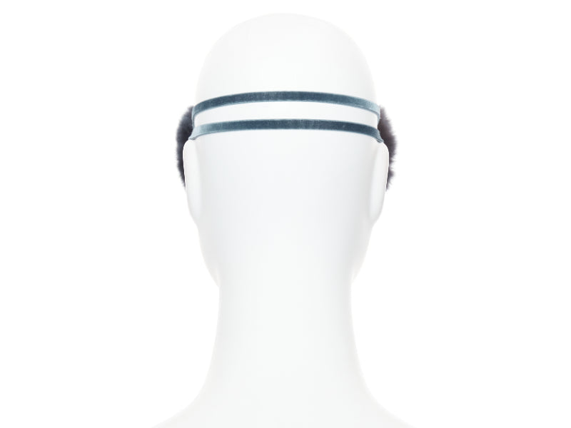 CHANEL Coco Neige navy black fur CC logo eye mask