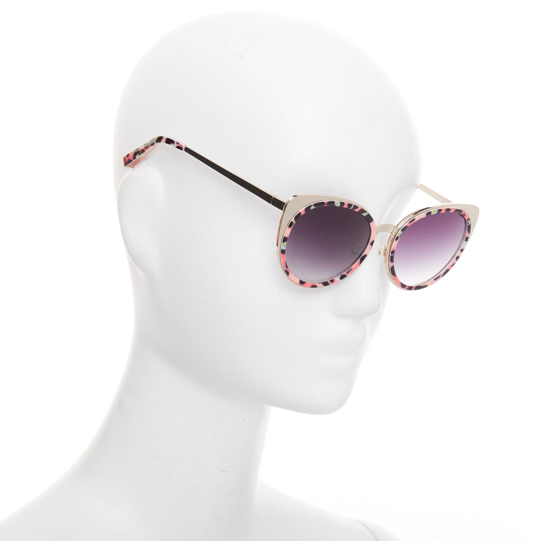 MATTHEW WILLIAMSON Linda Farrow MW987 pink green cat eye leopard sunglasses