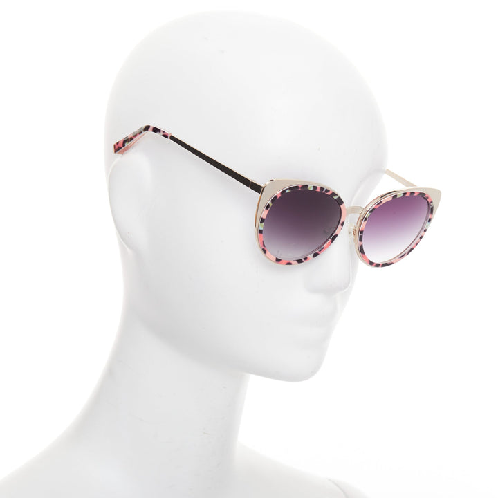 MATTHEW WILLIAMSON Linda Farrow MW987 pink green cat eye leopard sunglasses