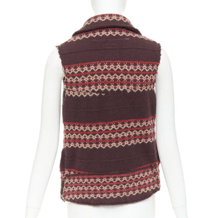 JUNYA WATANABE MAN 2003 Aviakit Lewis Leathers knit fairisle biker vest jacket S