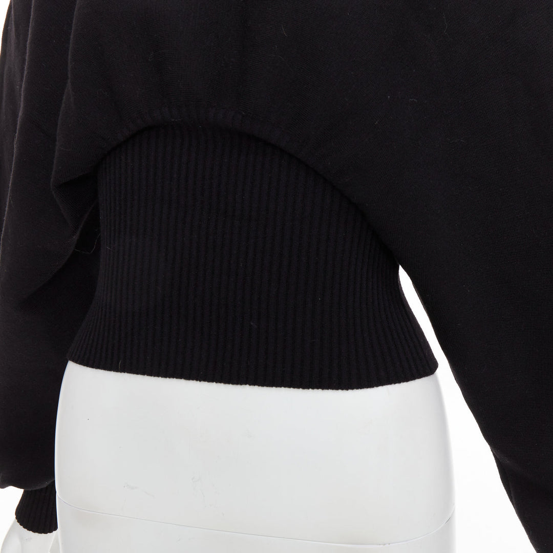 BOTTEGA VENETA Daniel Lee black wool sculptural rounded sleeves crop sweater XS