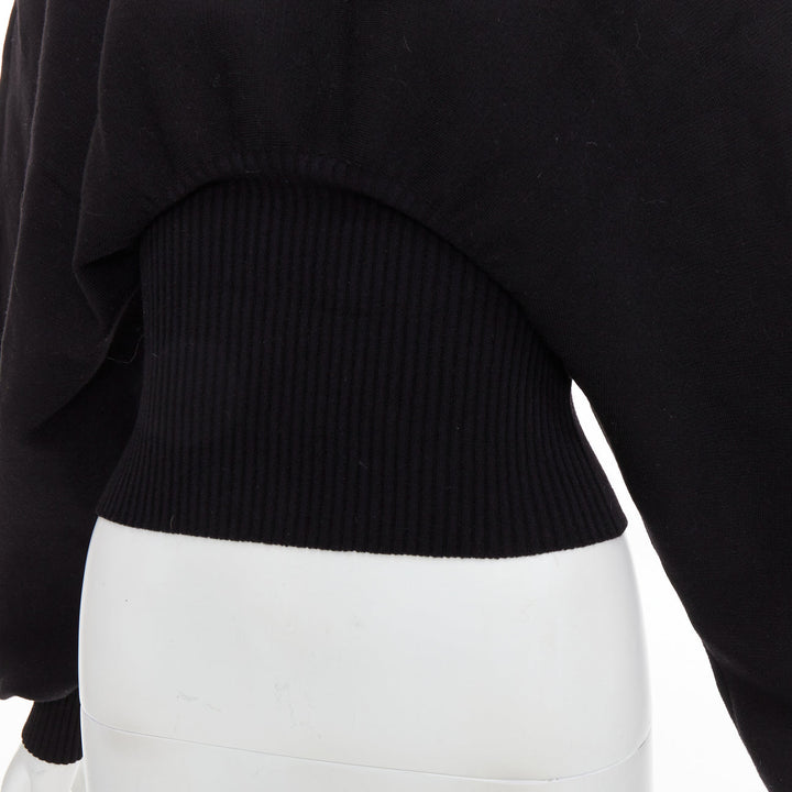 BOTTEGA VENETA Daniel Lee black wool sculptural rounded sleeves crop sweater XS