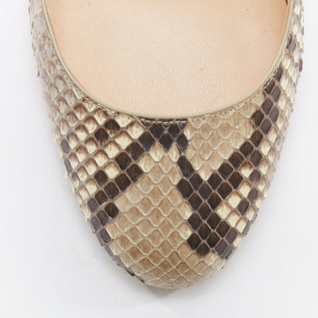 CHRISTIAN LOUBOUTIN Declic natural scaled leather almond toe pumps EU37.5