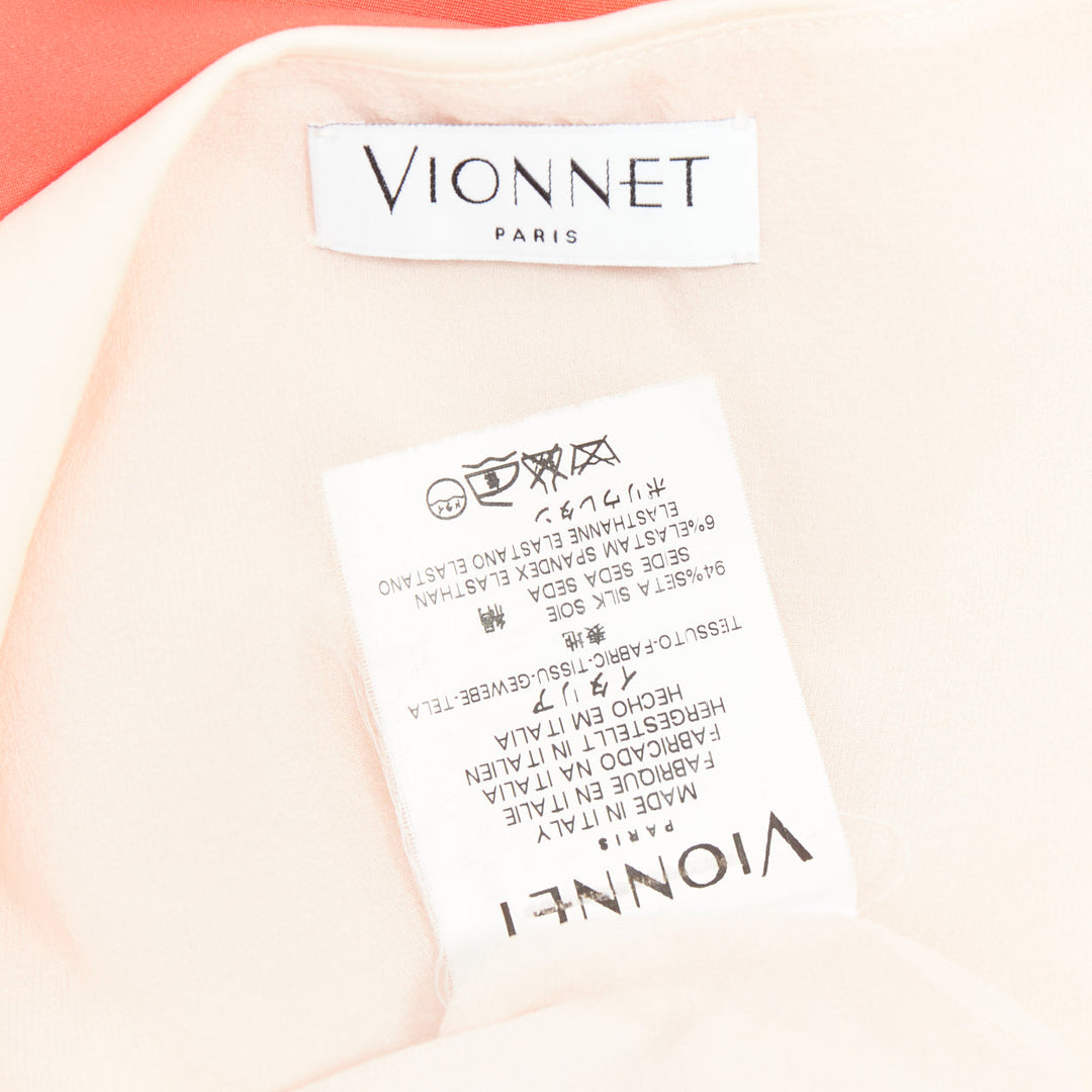 VIONNET pink red silk blend bias cut draped asymmetric cut out dress IT38 XS