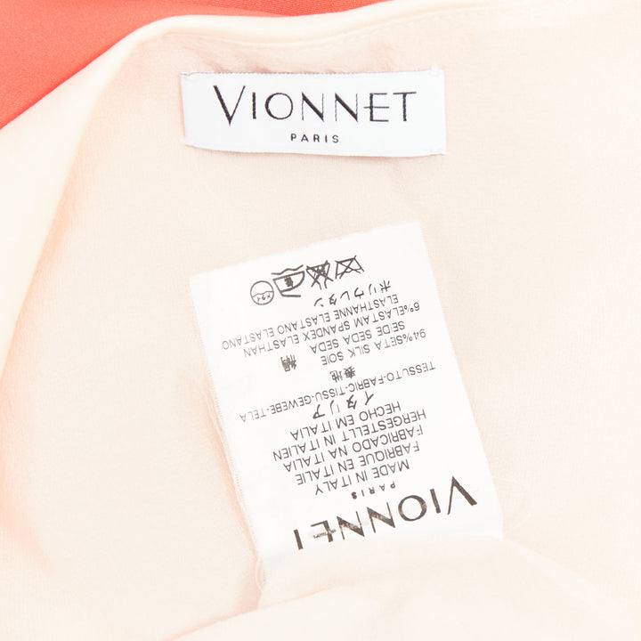 VIONNET pink red silk blend bias cut draped asymmetric cut out dress IT38 XS