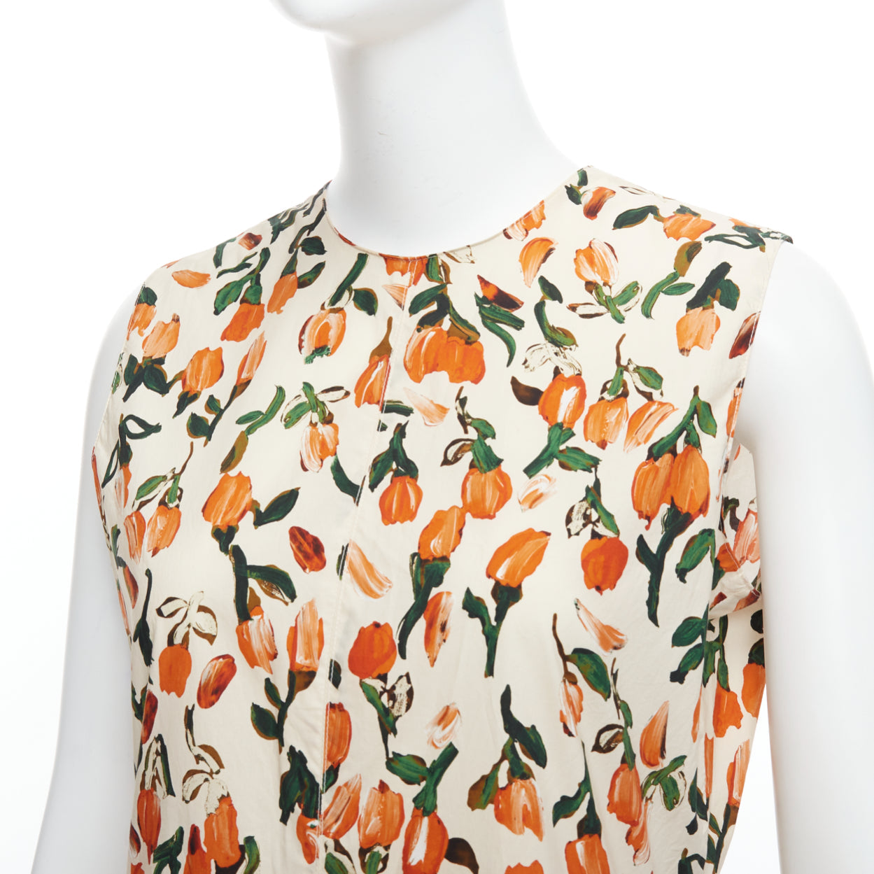 MARNI orange cream cotton tulip floral print midi summer dress IT44 L –  JHROP