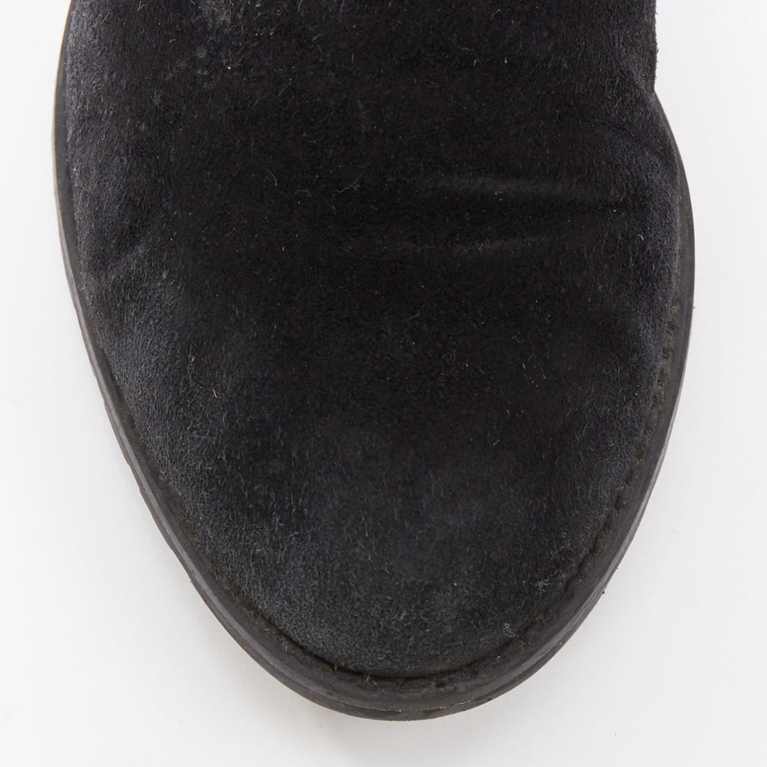 STUART WEITZMAN Lowland black suede drawstring top over knee flat boots EU38
