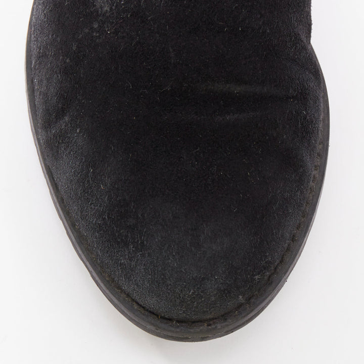 STUART WEITZMAN Lowland black suede drawstring top over knee flat boots EU38