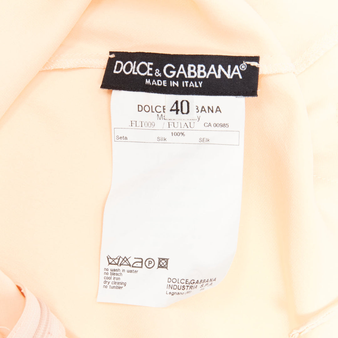 DOLCE GABBANA 100% silk nude lace trim spaghetti strap slip dress IT40 S
