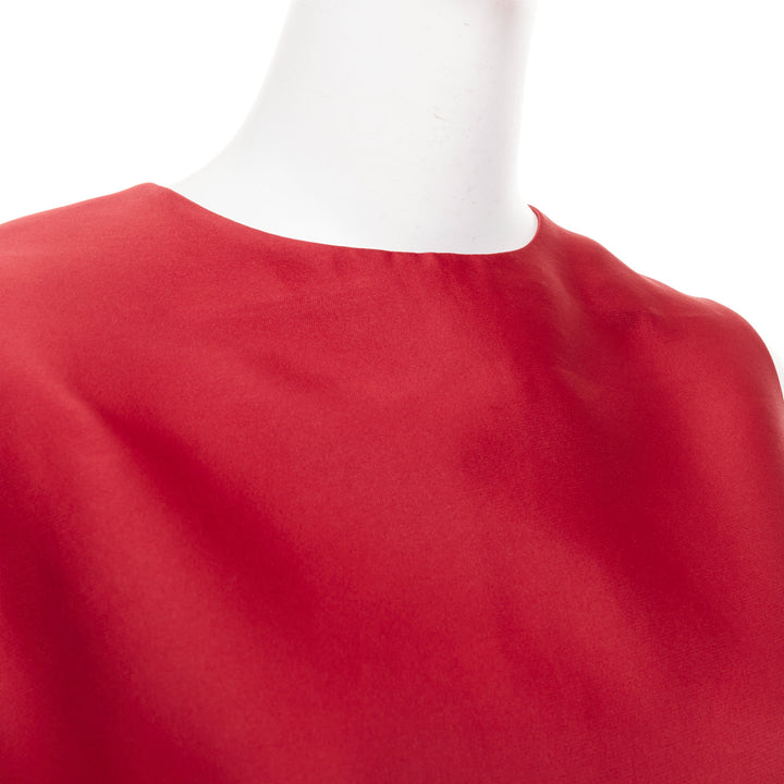 GIAMBATTISTA VALLI red polyester silk grosgrain crew neck shift dress IT44 M