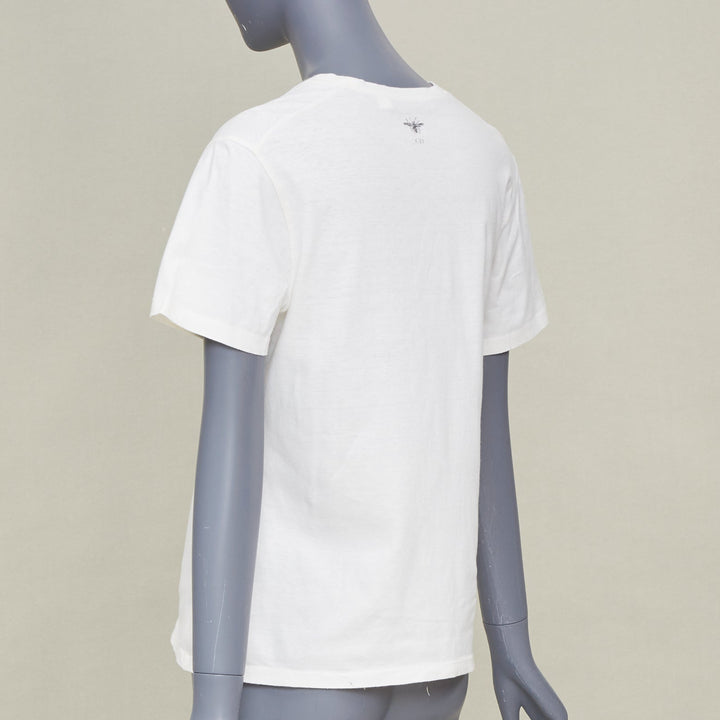 DIOR 2017 Runway DioRevolution off white cotton linen graphic jersey tshirt S