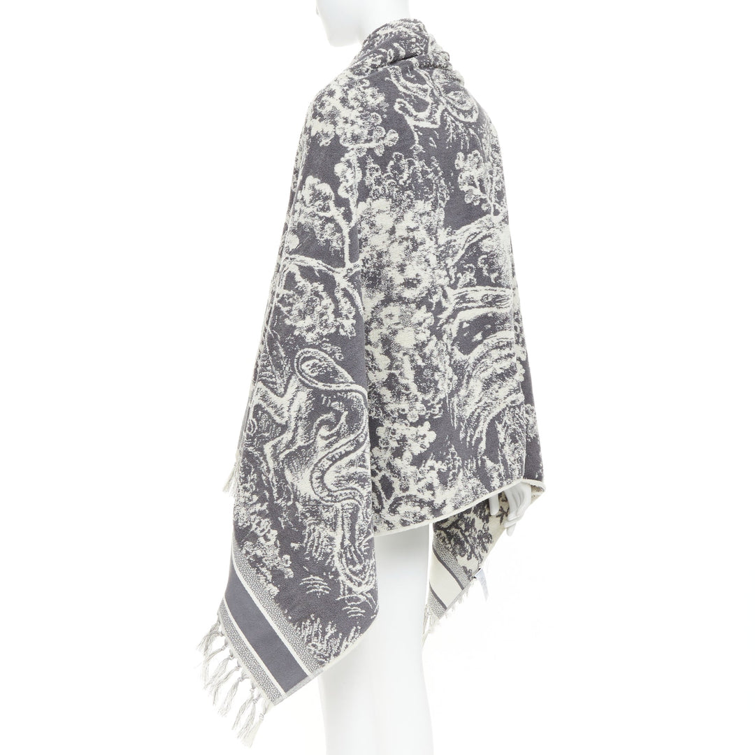CHRISTIAN DIOR Toile de Jouy ivory grey reverse cotton big beach towel