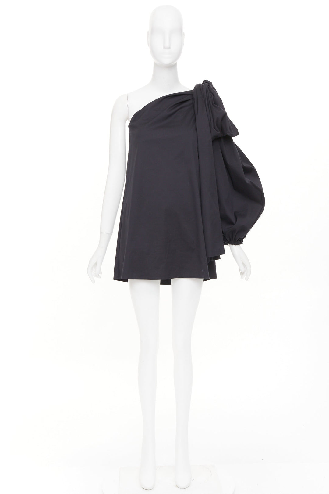 BERNADETTE Lucette black asymmetric one shoulder puff sleeve dress IT36 XXS