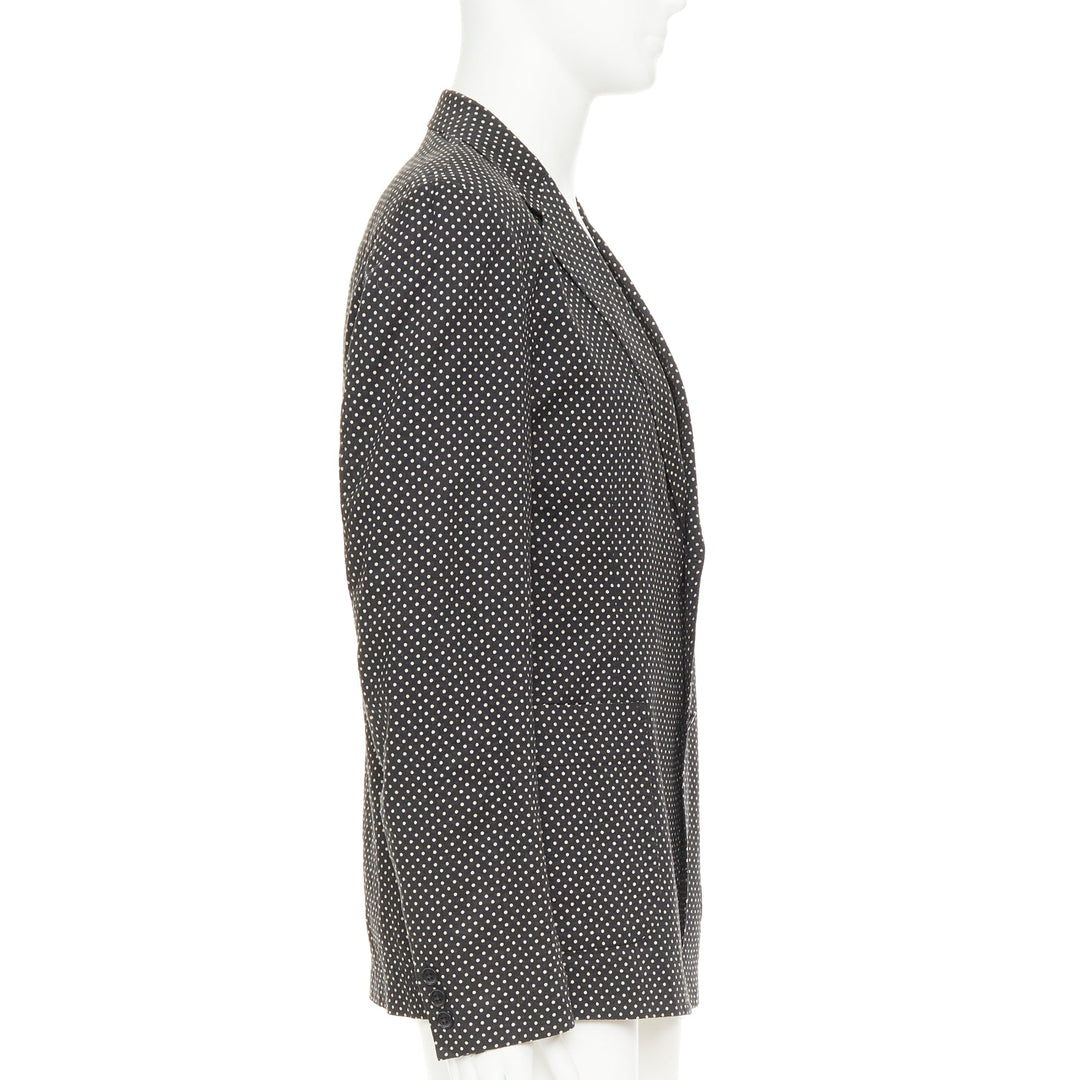 YOHJI YAMAMOTO Pour Homme black white polka dot unstructured blazer JP3 L