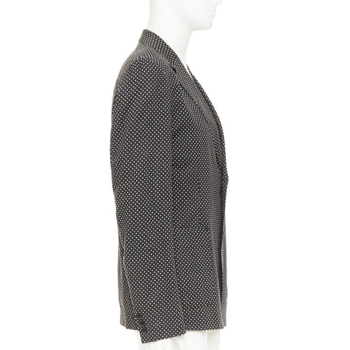 YOHJI YAMAMOTO Pour Homme black white polka dot unstructured blazer JP3 L