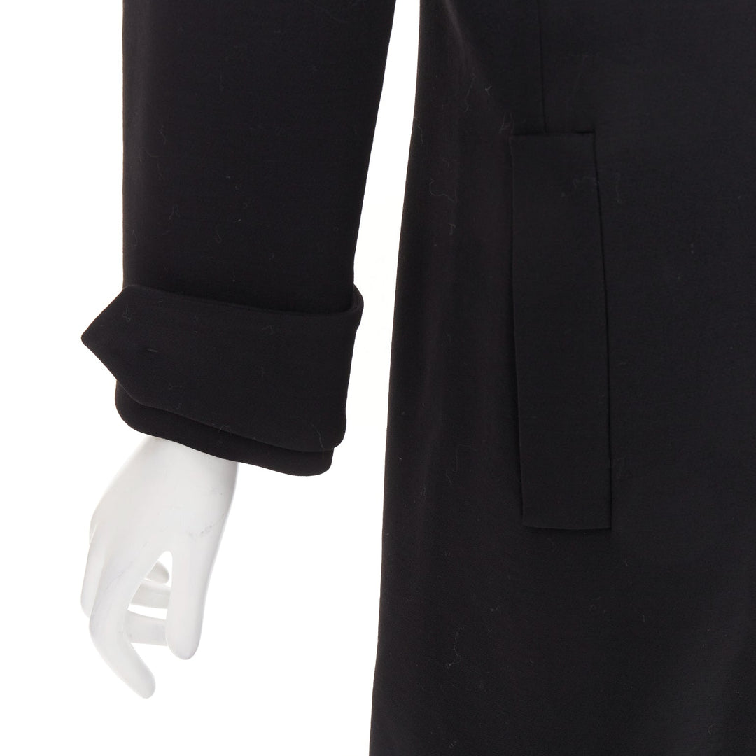 PRADA 2017 black virgin wool off shoulder minimalist coat dress IT40 S