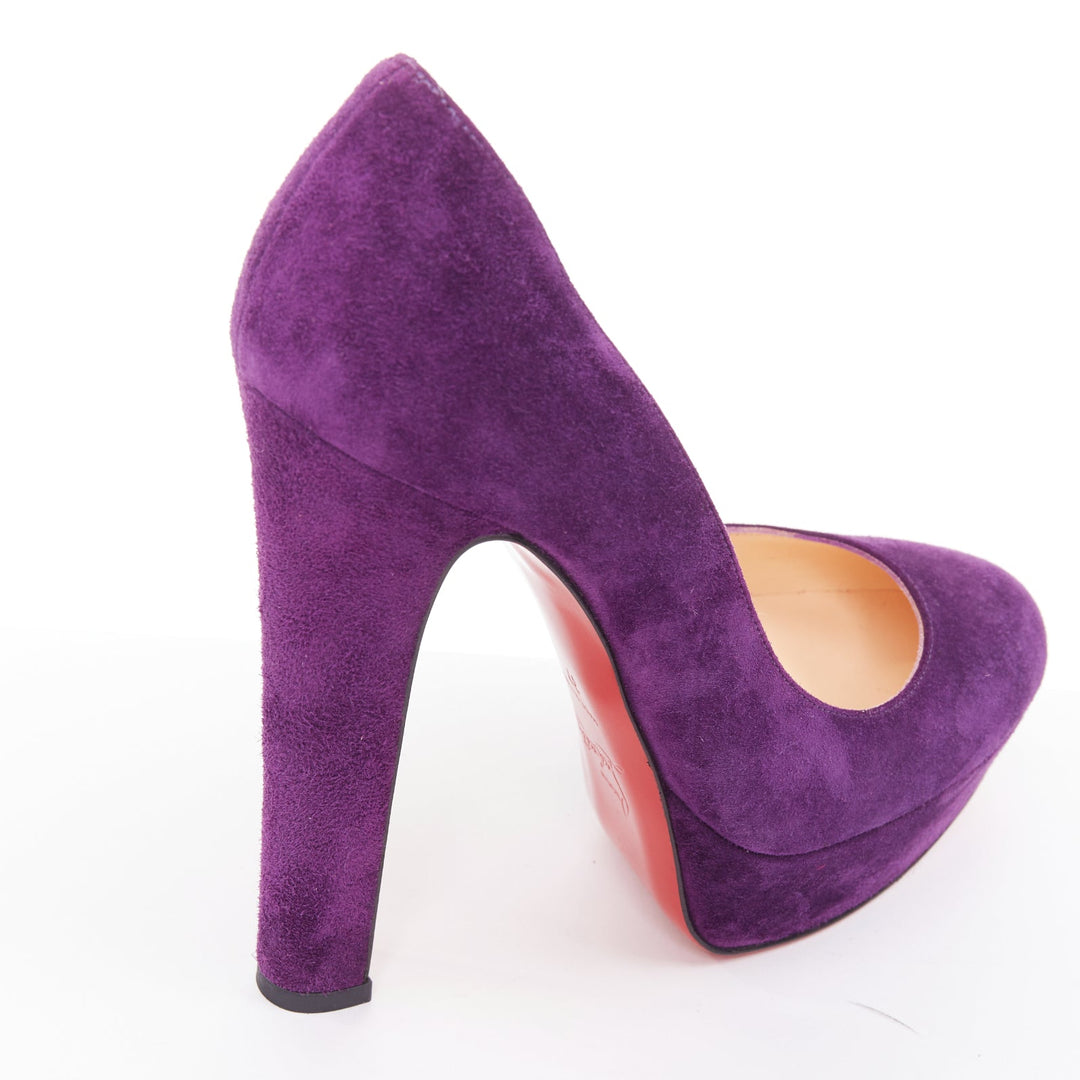 CHRISTIAN LOUBOUTIN Bibi 140 Veau Velours ultra violet suede platform pumps EU37