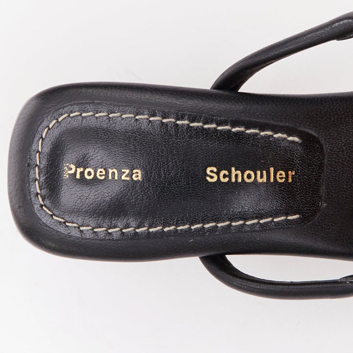 PROENZA SCHOULER Sofia black leather gold chain link padded sandals EU35