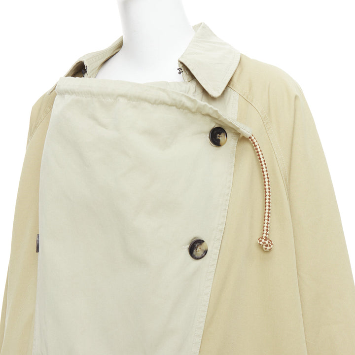 ISABEL MARANT 2023 Runway Ebani beige tone cotton drawstring trench coat FR34 XS