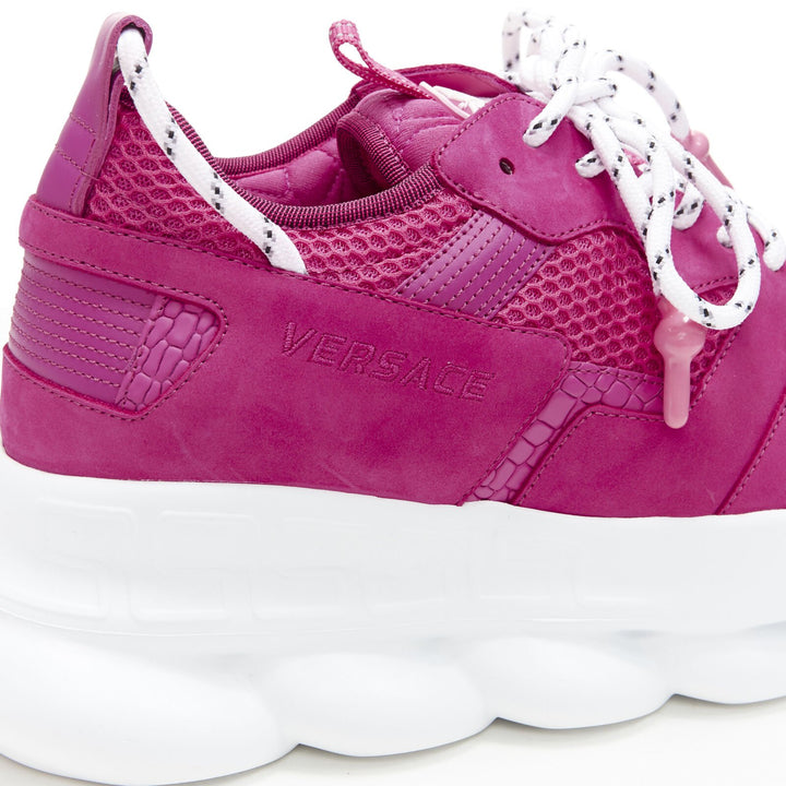 VERSACE Chain Reaction Blowzy all pink suede low top chunky sneaker EU41.5