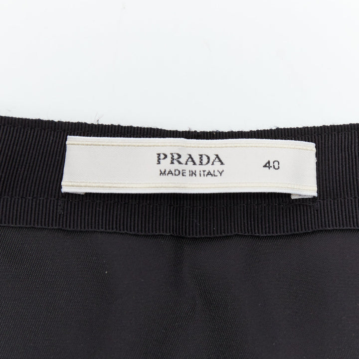 PRADA 2008 black nylon silver logo buckle fabric peplum belt IT38 XS