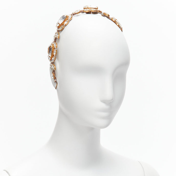 rare MEADHAM KIRCHHOFF Lilien Czech Runway crystals pearl bronze alice headband