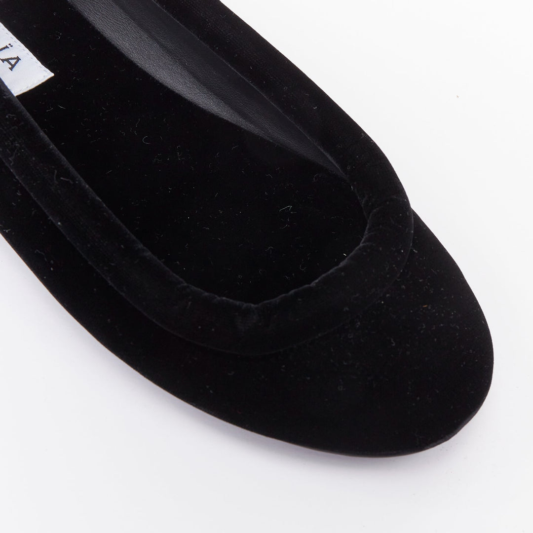 ALAIA black velvet padded 3D outline low vamp ballerina flats EU38
