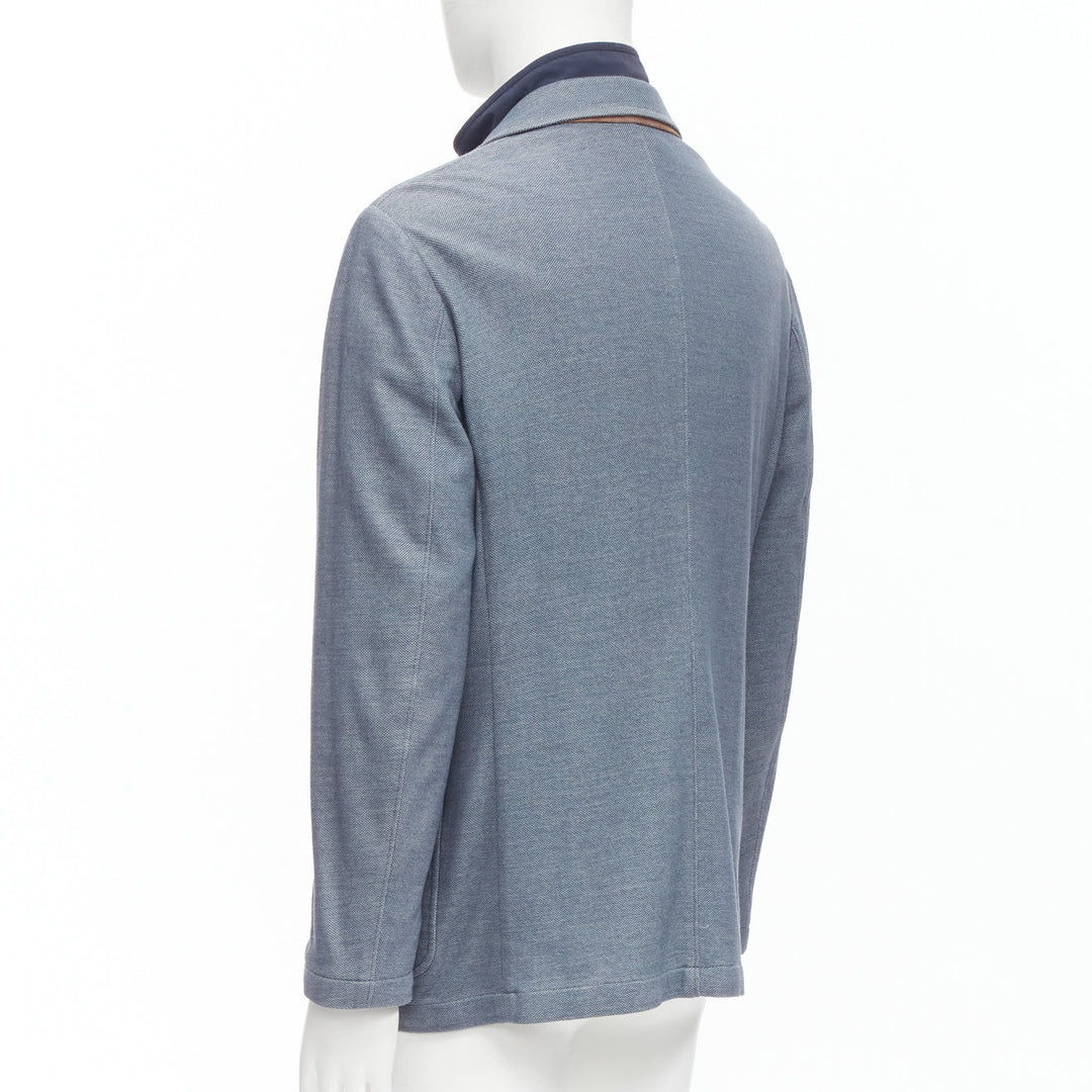 LORO PIANA blue 2-in-1 detachable layer pocketed blazer jacket M