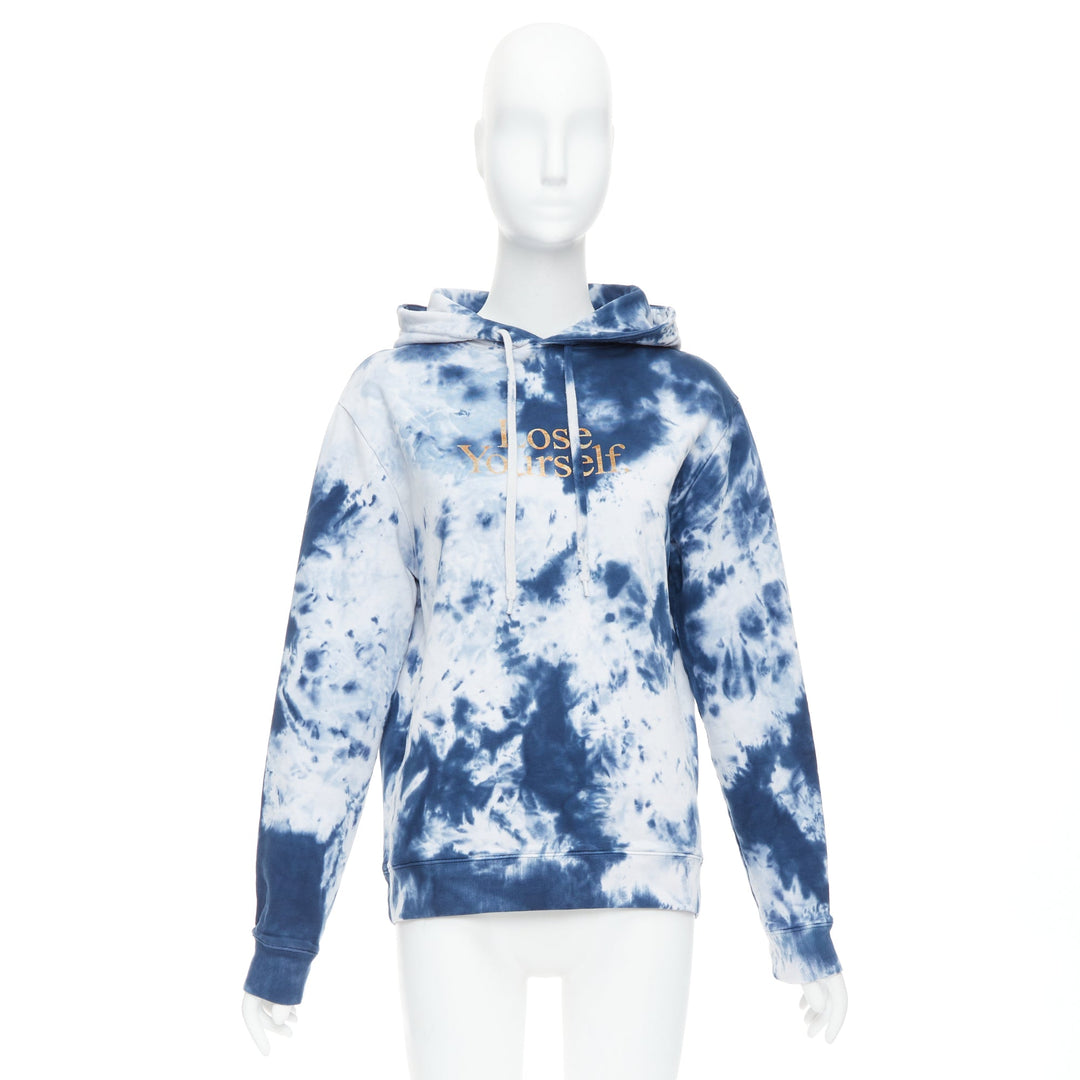 PACO RABANNE Lose Yourself blue cotton tie dye hoodie S