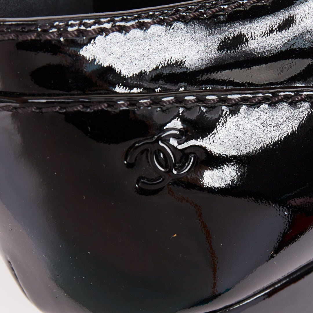 CHANEL 2018 Runway Forest Fairies black patent pointed square toe oxford EU37.5