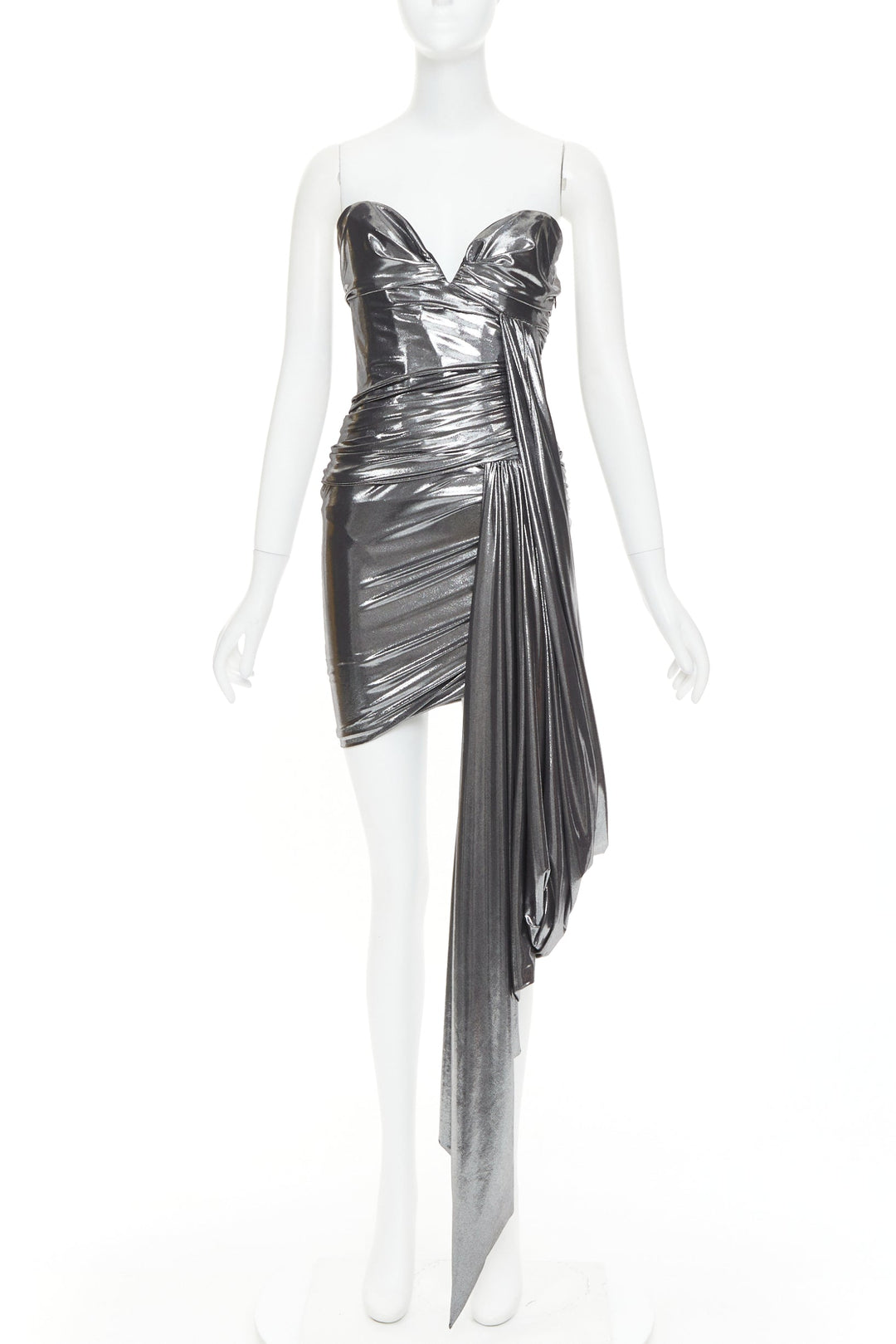 liquid metal mini dress Ainsley Blue Metallic Mini Dress