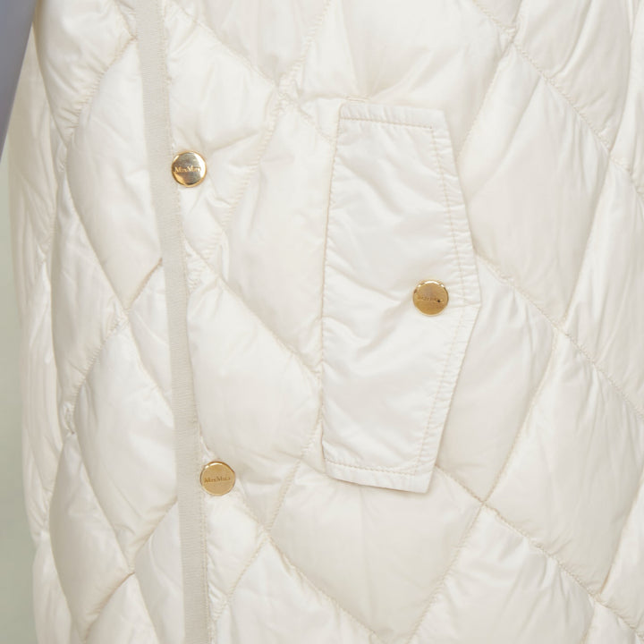 MAX MARA 2023 THE CUBE Sisoft diamond quilted hooded light grey vest IT36 XXS