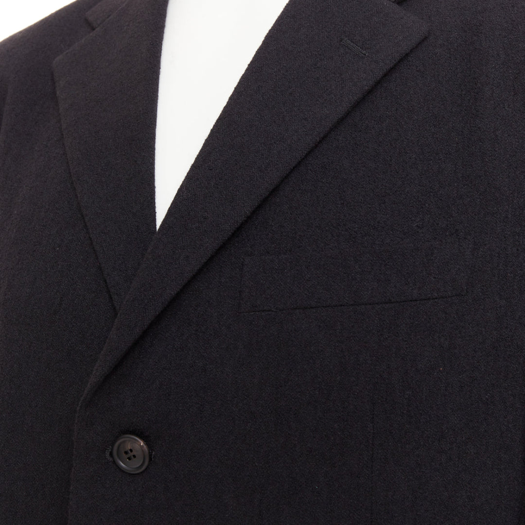 ISSEY MIYAKE black wool blend single breasted flap pocket blazer suit JP4 XL
