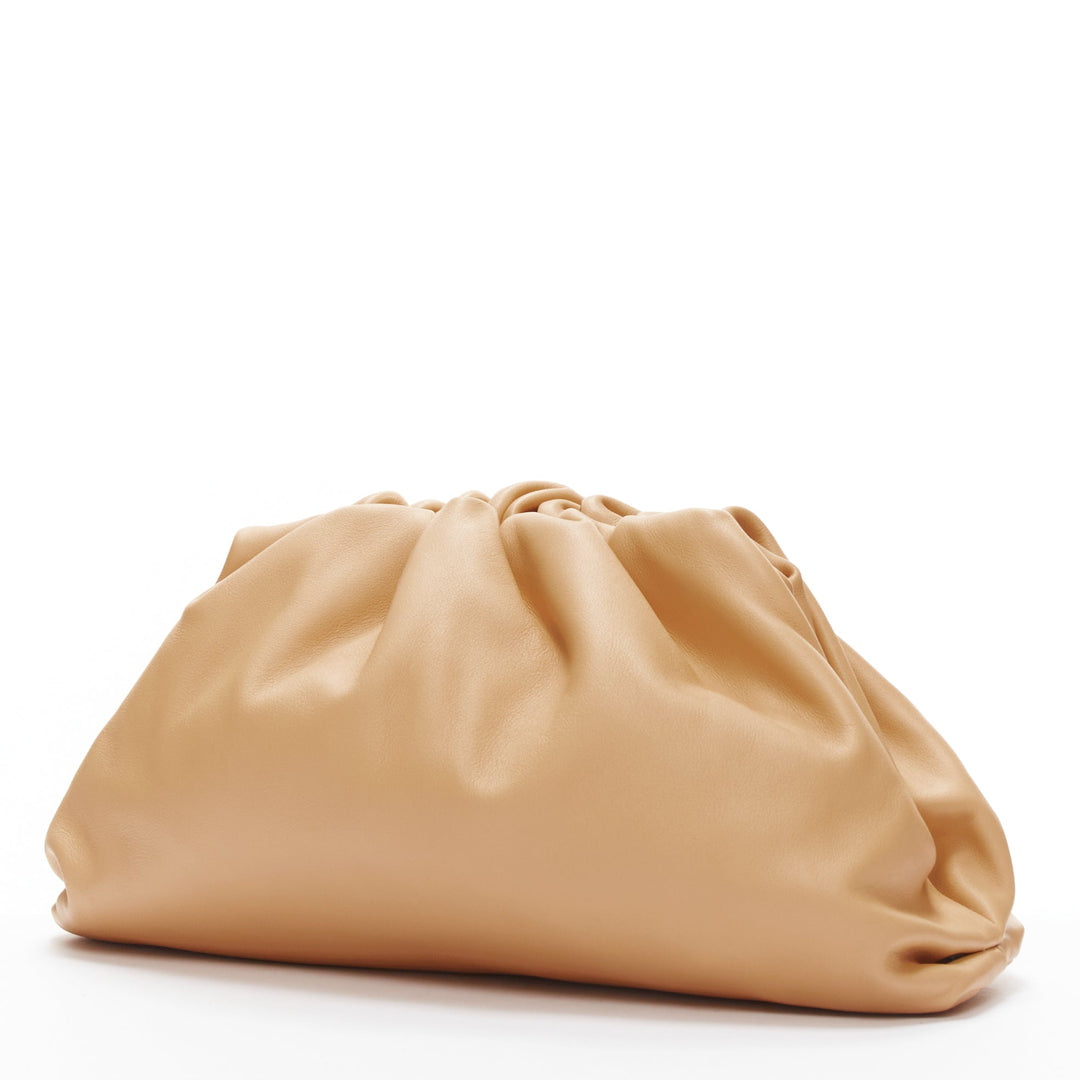 BOTTEGA VENETA The Pouch Small tan brown leather dumpling clutch bag