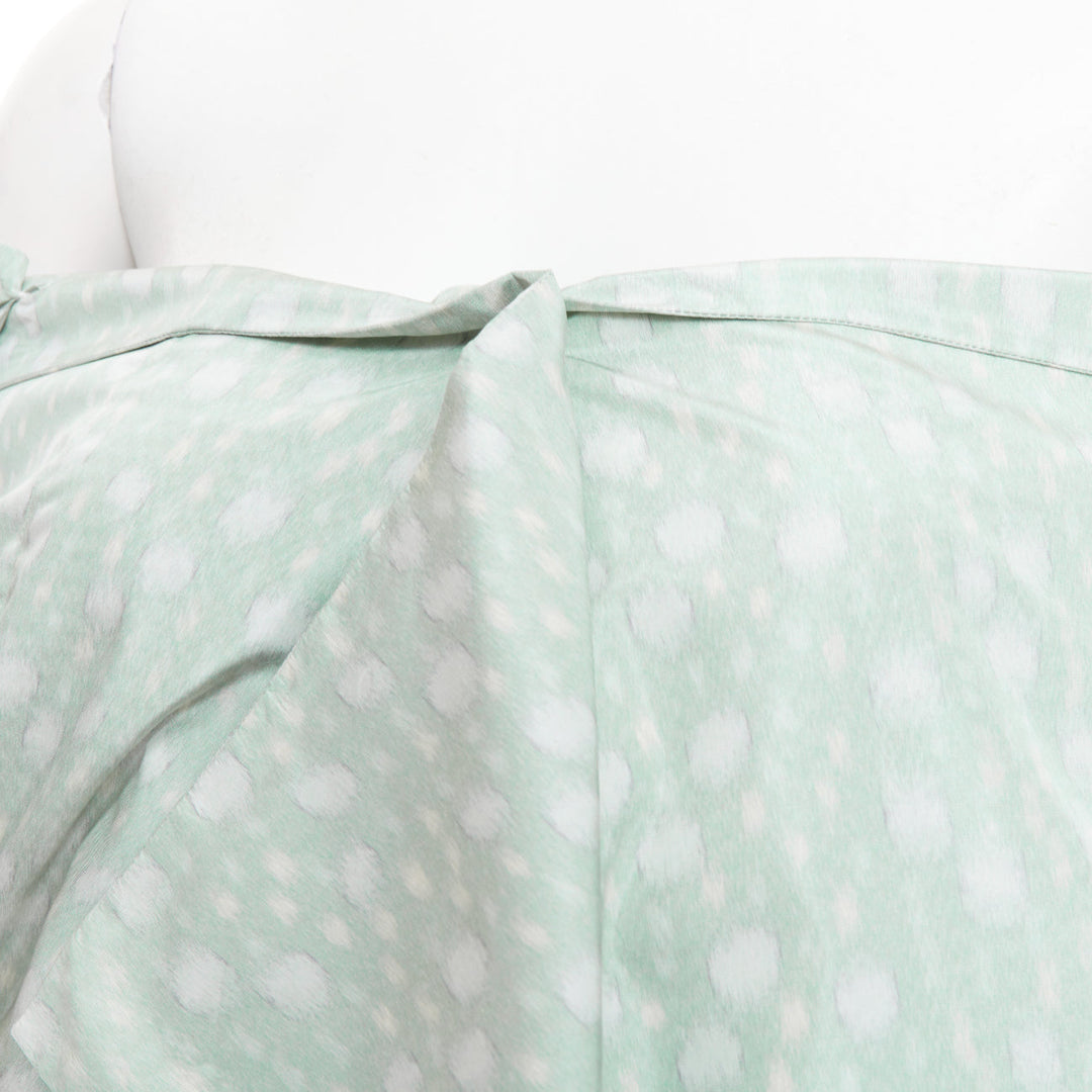 PRADA 2021 Runway pastel green polka dot silk taffeta wrap cape coat IT36 X