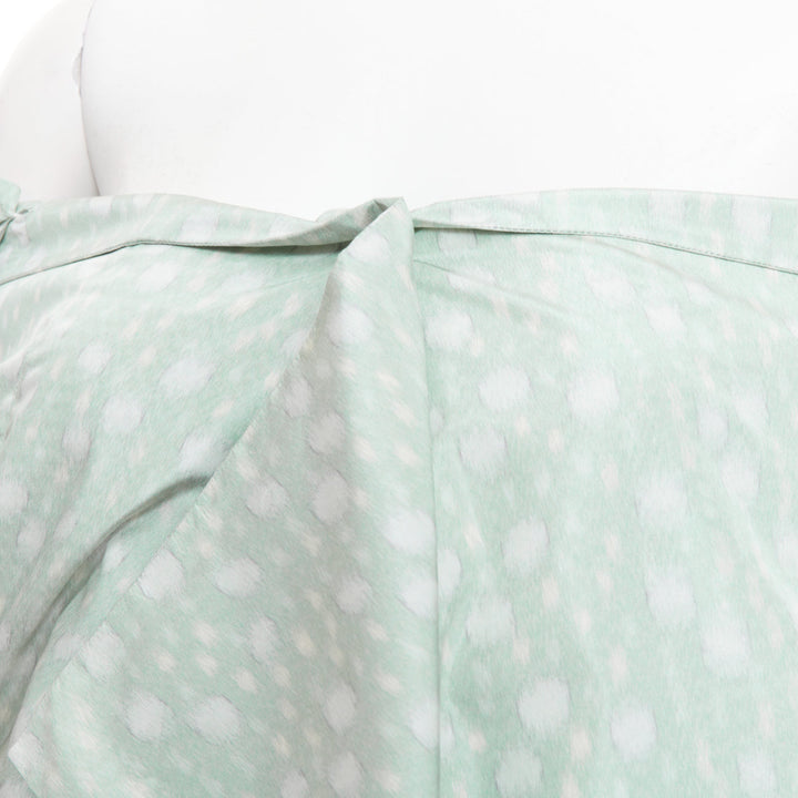 PRADA 2021 Runway pastel green polka dot silk taffeta wrap cape coat IT36 X