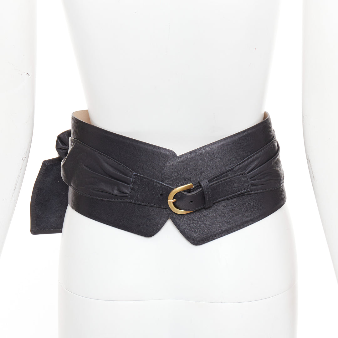 ANDRES OTALORA Viviendo Obi black leather tie front buckled wide belt