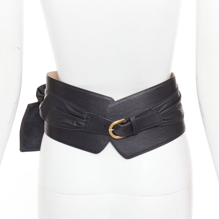 ANDRES OTALORA Viviendo Obi black leather tie front buckled wide belt