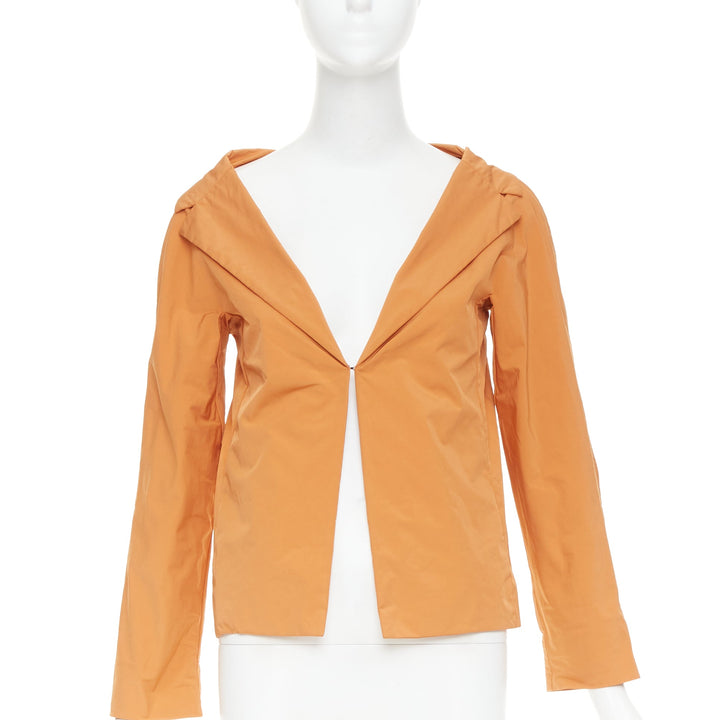 MARNI orange nylon blend notch lapel single breasted cropped blazer IT36 XXS