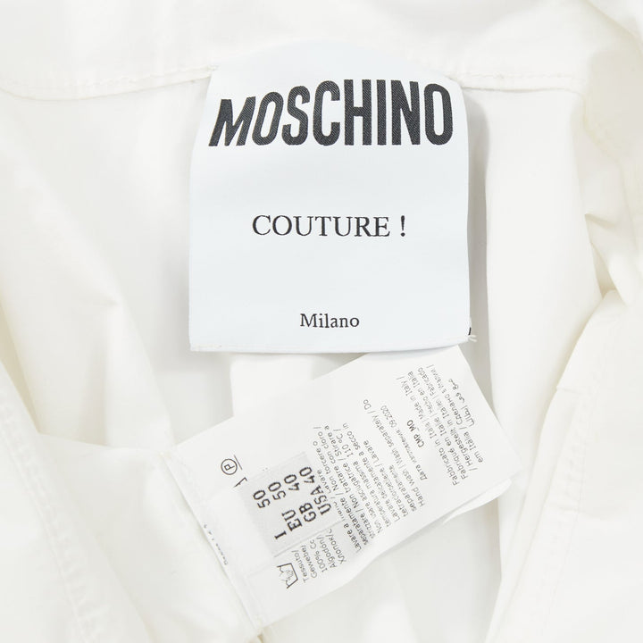 MOSCHINO Couture! white cotton poplin oversized maxi shirt dress IT50