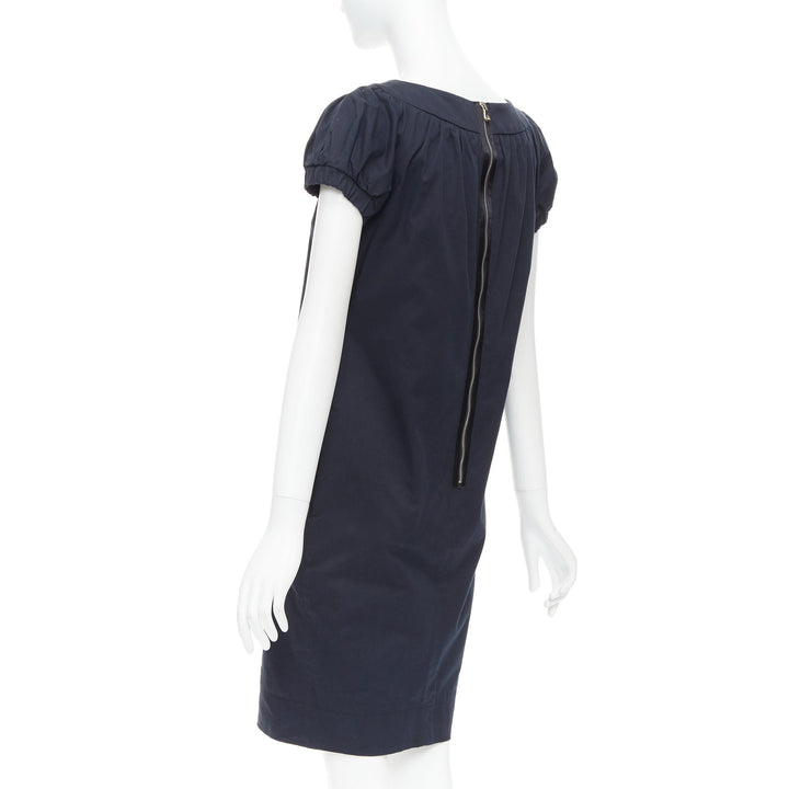 DOLCE GABBANA black cotton bateau puff sleeves sack dress IT40 S